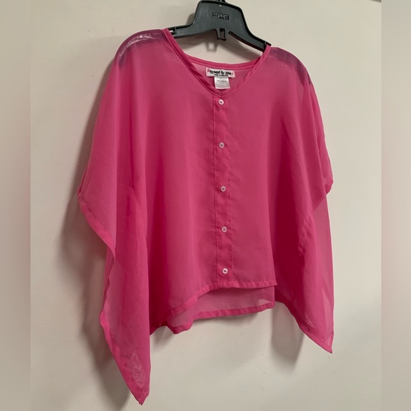 Flowers By Zoe Sheer Poncho Blouse - Picture 2 of 8